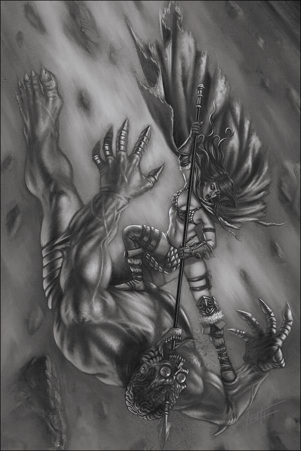Mars Attacks Red Sonja issue 3-F Luca Strati 1:11 Black & White Virgin Cover