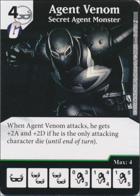 Marvel Dice Masters Guardians of the Galaxy  card 42 Agent Venom: Secret Agent Monster