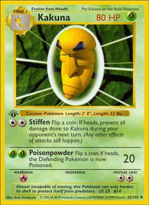 Pokemon (Base Set) card 33/102 Kakuna (1st Edition) - Shadowless