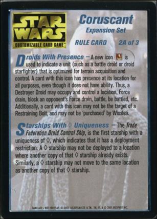 Star Wars: Coruscant Limited card 9-B Rule Card 2 of 3