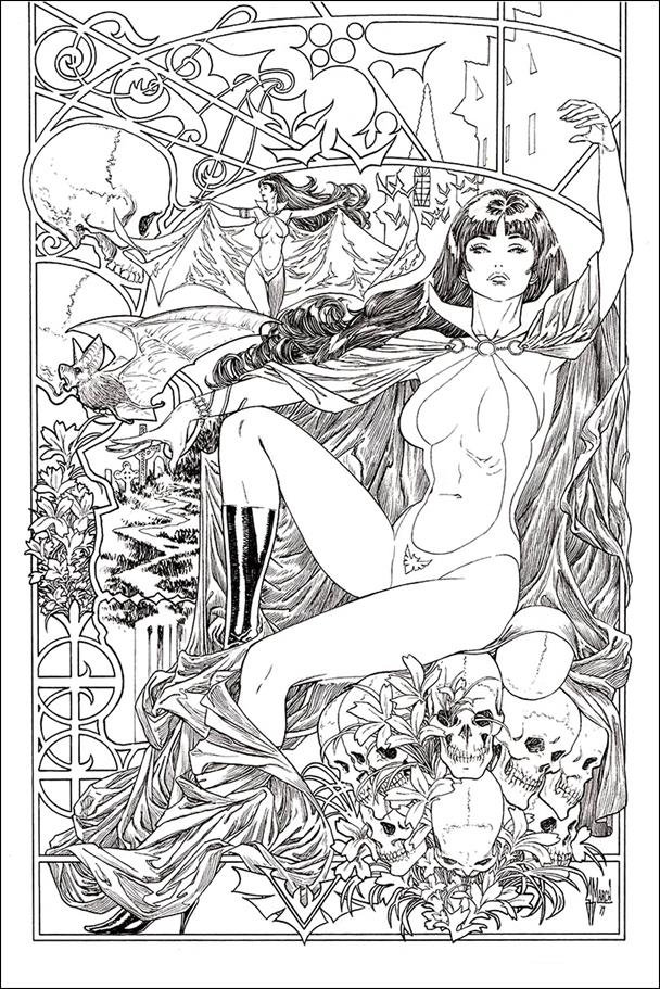 Vampirella (2019) issue 6-M Guillem March 1:21 Black and White Virgin Cover
