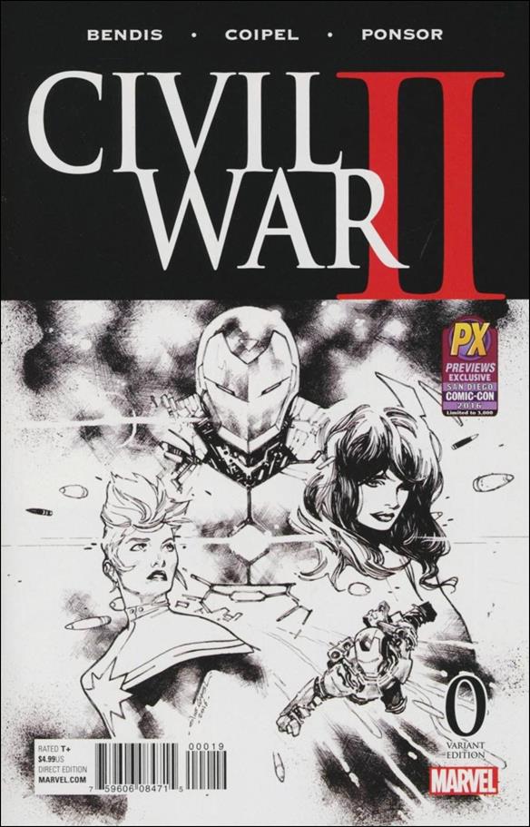 Civil War II issue 0-I Olivier Coipel SDCC/Previews B&W Cover 1/3000