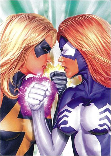 Women of Marvel (Embossed Subset) card T10 Ms. Marvel vs Spider-Woman