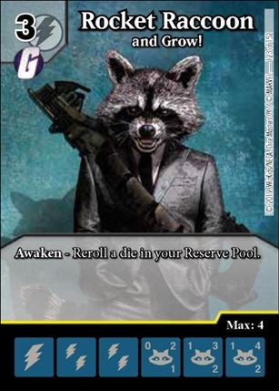 Marvel Dice Masters  Avengers Infinity Gauntlet card 123 Rocket Raccoon: and Grow!