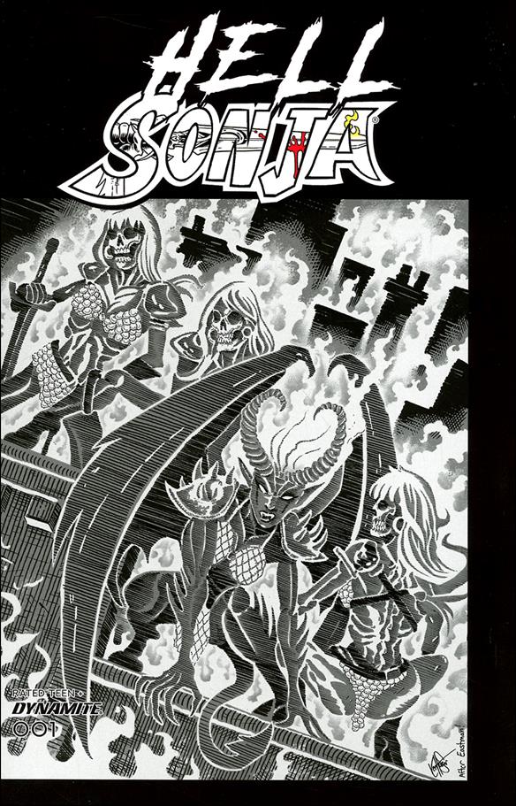 Hell Sonja issue 1-K Ken Haeser 1:11 Black & White Cover