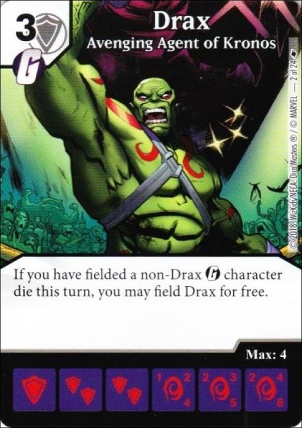 Marvel Dice Master's Kree Invasion Team Pack card 2 Drax - Avenging Agent of Kronos