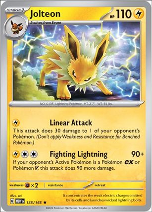 Pokemon: Scarlet & Violet - 151 (Base Set) card 135/165 Jolteon (Holofoil)