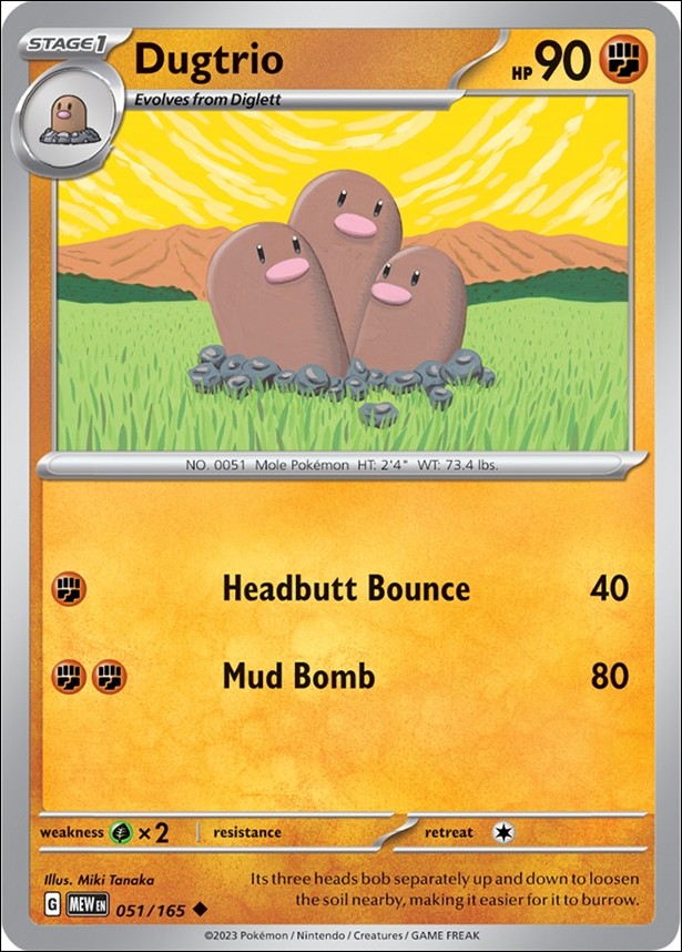 Pokemon: Scarlet & Violet - 151 (Base Set) card 051/165-B Dugtrio (Reverse Holofoil)
