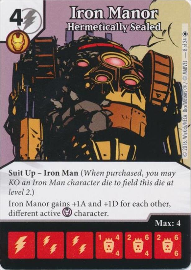 Marvel Dice Masters Iron Man and War Machine Starter Set card 8 Iron Manor- Hermetically Sealed
