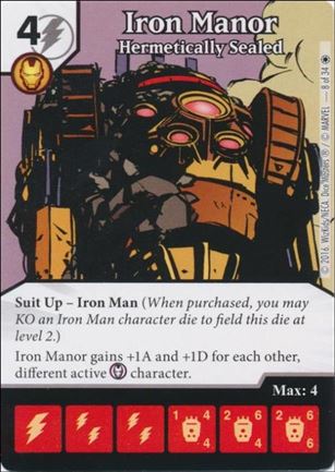 Marvel Dice Masters Iron Man and War Machine Starter Set card 8 Iron Manor- Hermetically Sealed