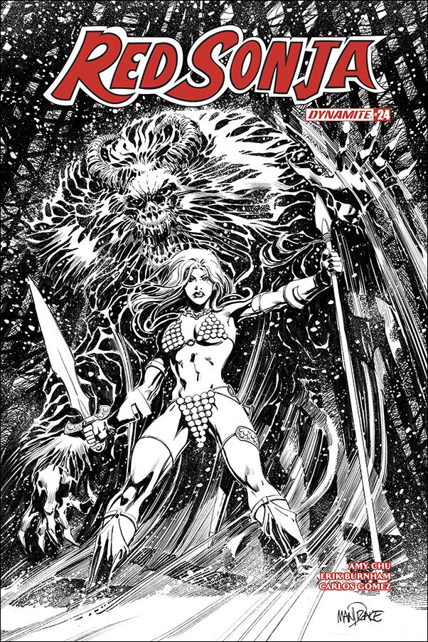 Red Sonja (2017) issue 24-H Tom Mandrake 1:25 Black & White Cover
