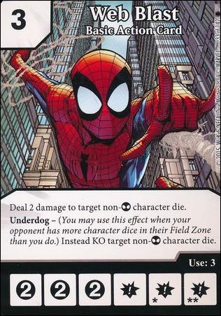 Marvel Dice Masters Amazing Spider-Man card 33 Web Blast: Basic Action Card 
