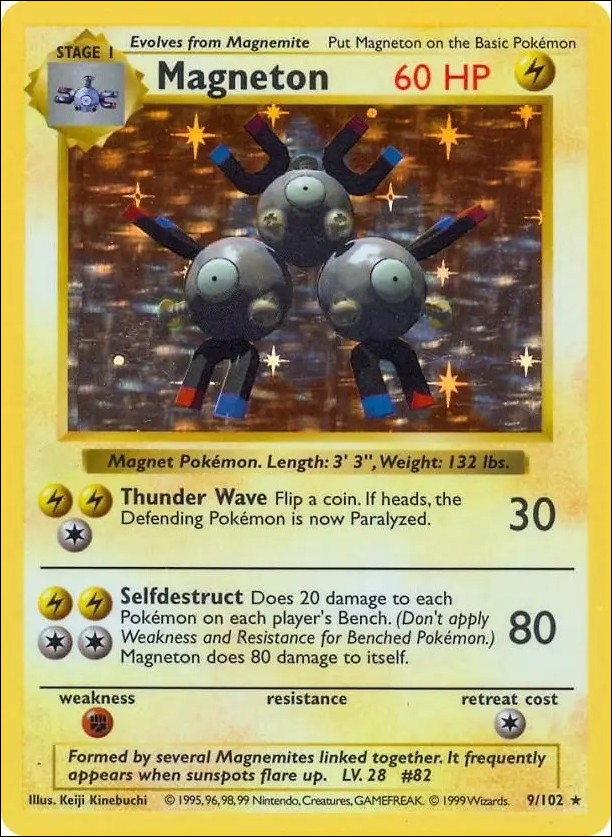 Pokemon (Base Set) card 9/102-B Magneton (Holo) Unlimited - Shadowless