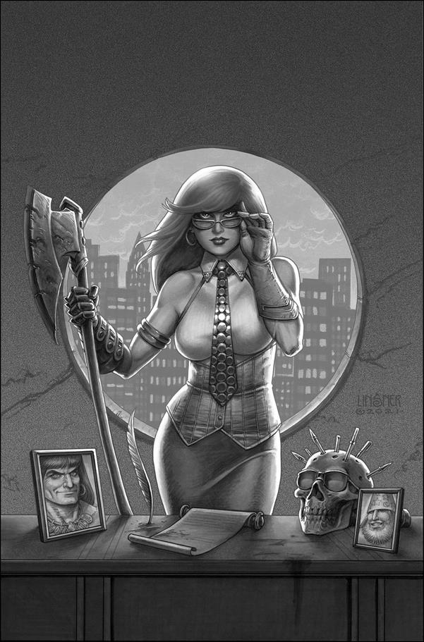 Sonjaversal issue 9-F Joseph Michael Linsner Greyscale Cover
