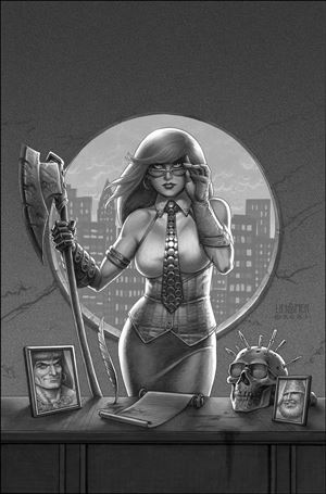 Sonjaversal issue 9-F Joseph Michael Linsner Greyscale Cover