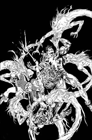 Red Sonja: The Superpowers issue 3-O Jonathan Lau 1:30 Black & White Virgin Cover
