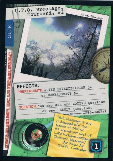 X-Files: Premiere Edition (Base Set) card XF96-0067v1 U.F.O. Wreckage, Townsend, WI