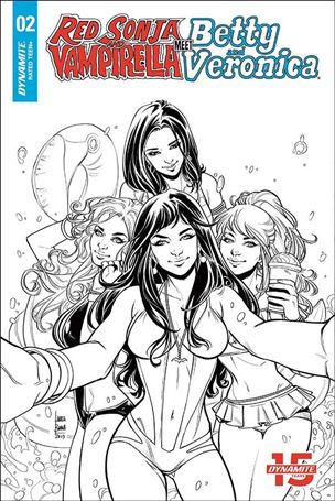 Red Sonja and Vampirella Meet Betty and Veronica issue 2-G Laura Braga B&W Cover
