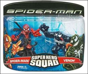 Spider-Man Super Hero Squad  figure 4 Spider-Man (Symbiote) and Venom (Navy Blue w/Tongu