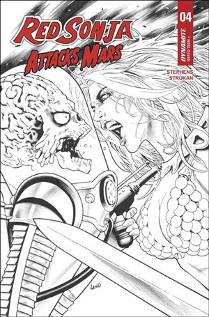 Red Sonja Attacks Mars issue 4.00-J Greg Land B&W 1:7 Cardstock Cover