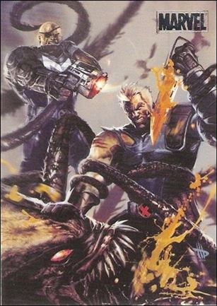 Marvel Heroes and Villains (Silver Foil Parallel Base Set) card 42 Cable & Bishop vs Brood