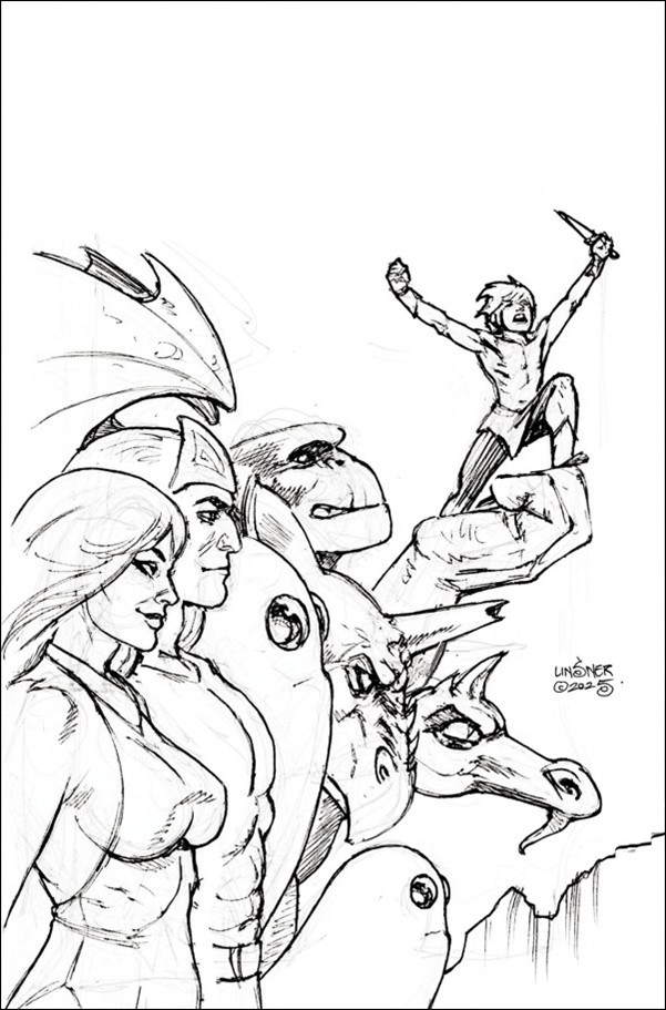 Herculoids (2025) issue 4-I Joseph Michael Linsner B&W Virgin 1:15 Cover