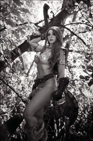 Red Sonja: The Superpowers issue 1-I 1:11 Black & White Virgin Cosplay Photo Cover