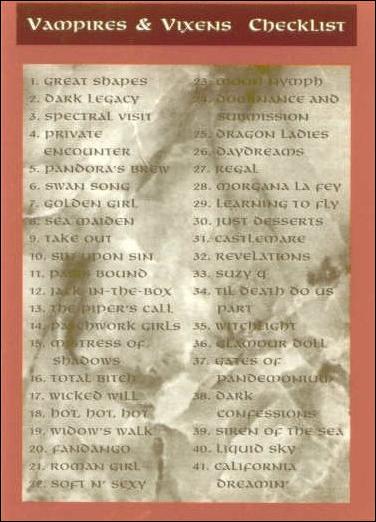 Vampires and Vixens (Base Set) card 72 Checklist