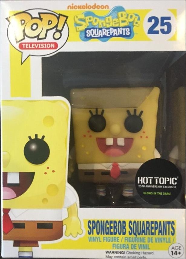 POP! Television figure 25-B Spongebob Squarepants (GITD) Hot Topic