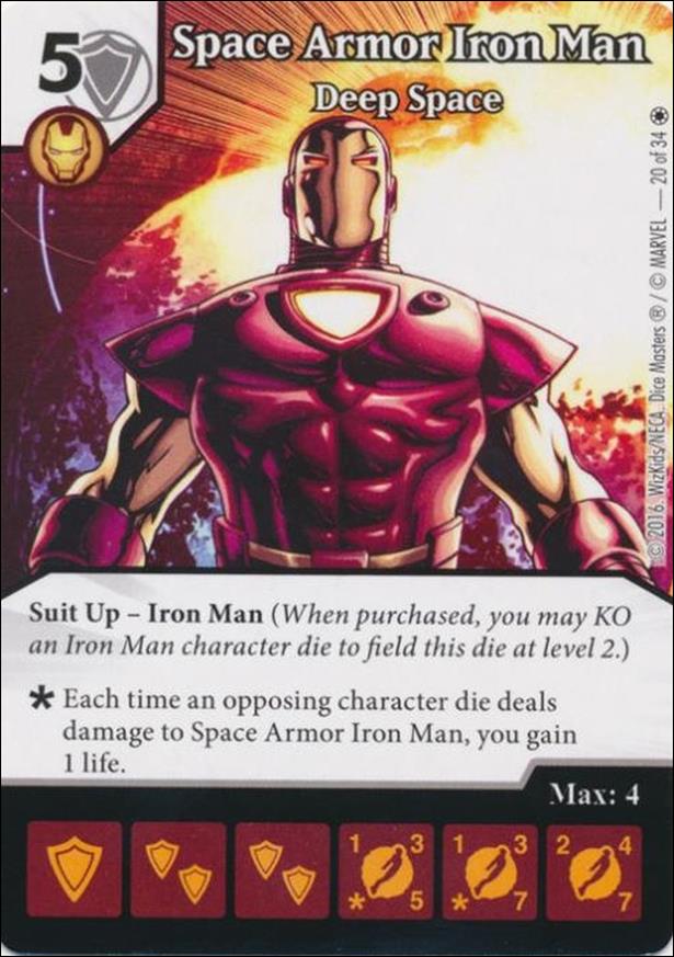 Marvel Dice Masters Iron Man and War Machine Starter Set card 20 Space Armor Iron Man - Deep Space