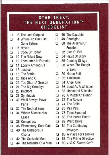 Star Trek 25th Anniversary: Series 1 (Base Set) card 160 Checklist 2
