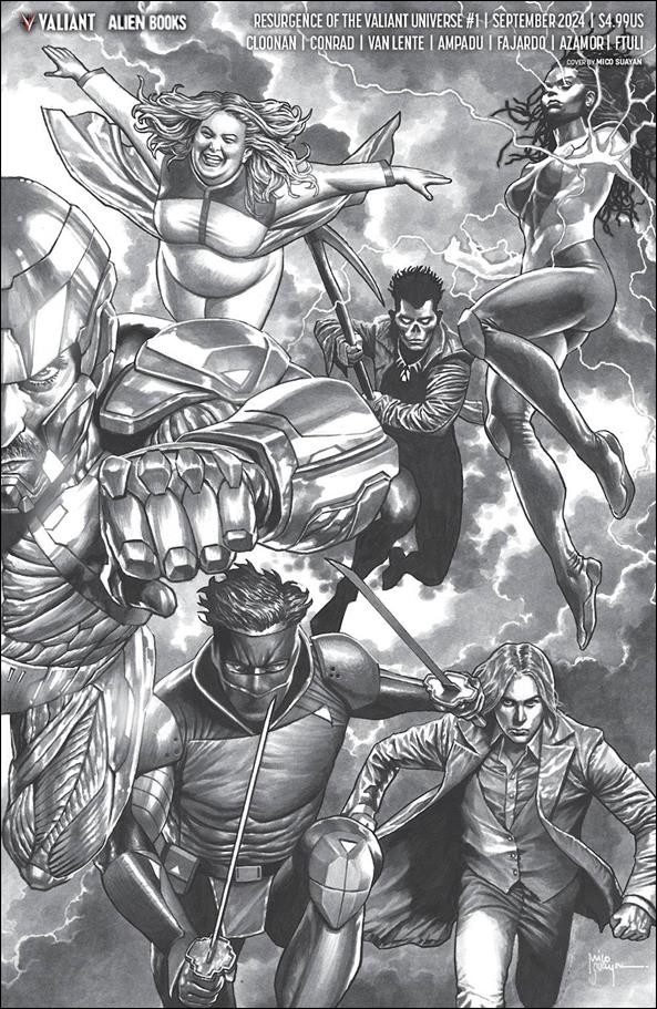 Resurgence of the Valiant Universe issue 1-I Mico Suayan 1:50 B/W Wraparound Cover