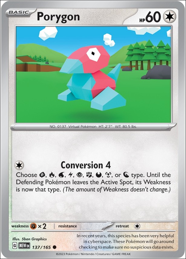 Pokemon: Scarlet & Violet - 151 (Base Set) card 137/165-B Porygon (Reverse Holofoil)