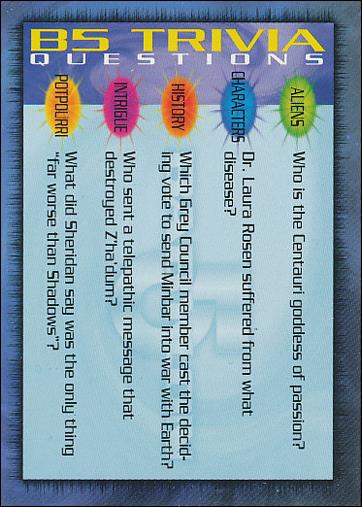 Babylon 5 Special Edition (Trivia Subset) card T-67 B5 Trivia Questions 67