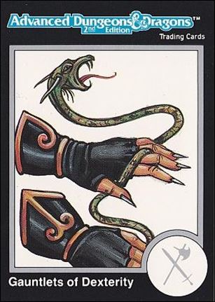 TSR 1991 Trading Cards Premier Edition Factory Set (Base Set) card 52 AD&D - Gauntlets of Dexterity