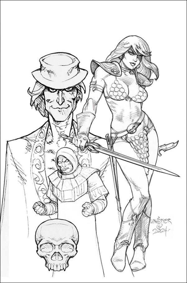 Red Sonja: Death and the Devil issue 1-O Joseph Michael Linsner B&W L.A. Virgin 1:20 Cover