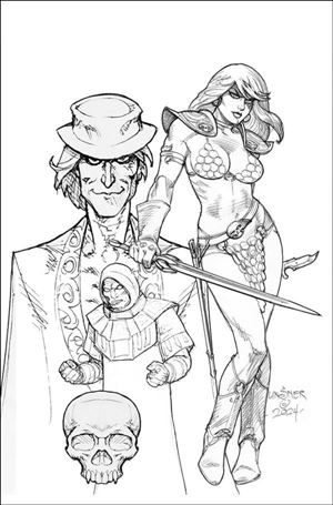 Red Sonja: Death and the Devil issue 1-O Joseph Michael Linsner B&W L.A. Virgin 1:20 Cover