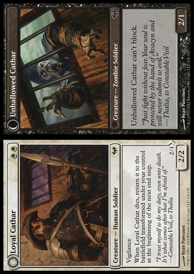 Magic the Gathering: Dark Ascension (Base Set) card 13 Loyal Cathar / Unhallowed Cathar