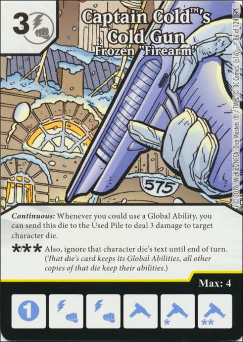 DC Comics Dice Masters Green Arrow and The Flash card 86 Captain Cold's Gun: Frozen "Firearm"