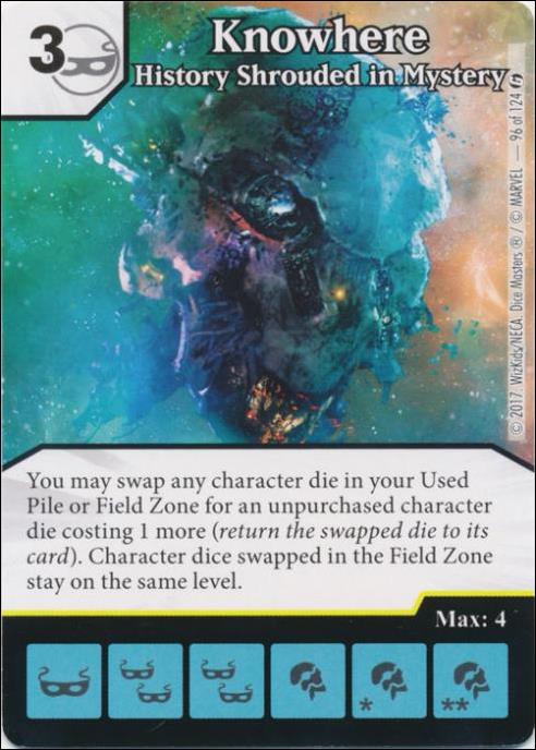 Marvel Dice Masters Guardians of the Galaxy  card 96 Knowhere: History Shrouded in Mystery