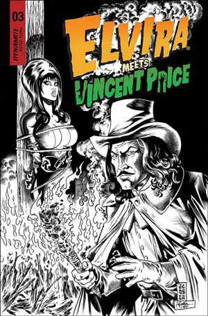 Elvira Meets Vincent Price issue 3-J Dave Acosta 1:20 Black & White Cover