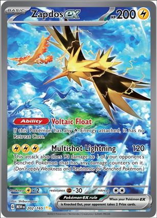 Pokemon: Scarlet & Violet - 151 (Base Set) card 202/165 Zapdos EX (HoloFoil) Full Art Illustration
