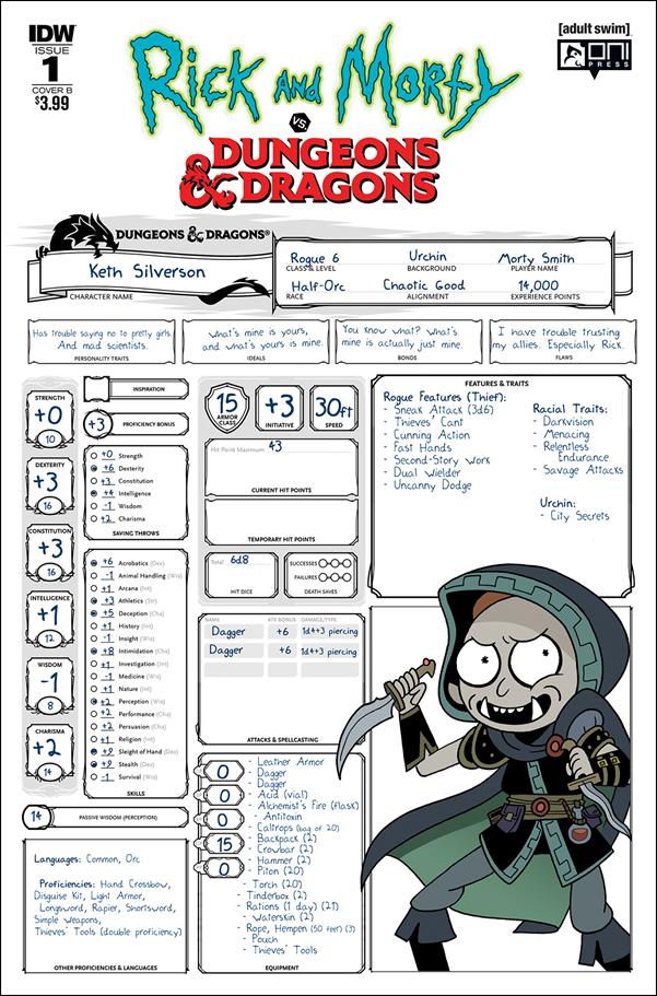 Rick and Morty vs Dungeons & Dragons issue 1-B Troy Little "Character Sheet" Cover