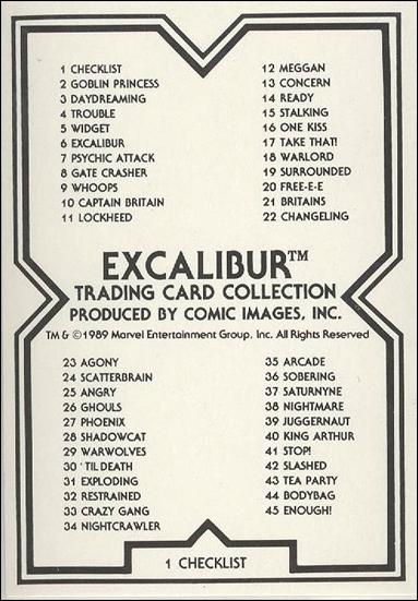 Excalibur (Base Set) card 1 Checklist