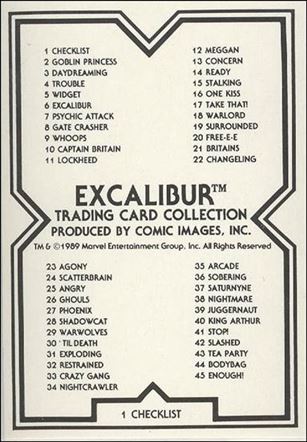Excalibur (Base Set) card 1 Checklist