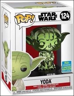POP! Star Wars figure 124-E Dagobah Yoda (Green Chrome) Summer Con