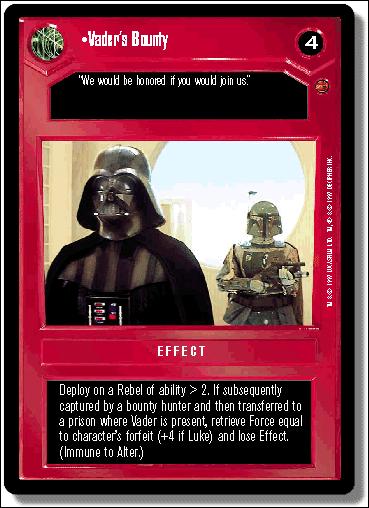 Star Wars: Cloud City Limited (Base Set) card 29 Vader's Bounty