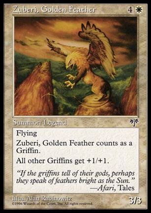 Magic the Gathering: Mirage (Base Set) card 51 Zuberi, Golden Feather