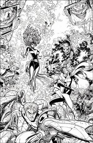 X-Men: Blue issue 13-D Arthur Adams 1:50 Black and White Connecting Cover