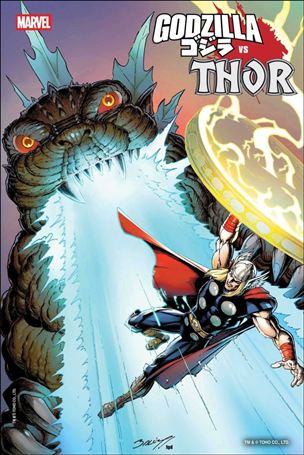 Godzilla vs. Thor issue 1-C Mark Bagley Foil Cardstock Cover